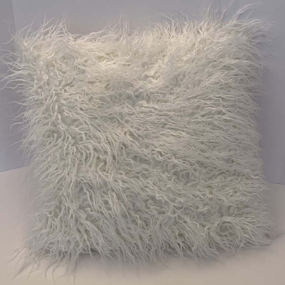 Kevin Textile White Faux Fur Fuzzy Pillow Cover - Picture 8 of 8